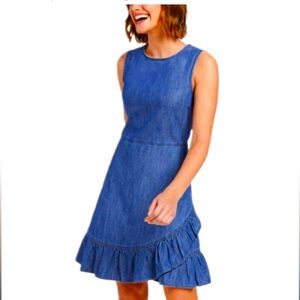 Draper James cotton chambray faux wrap sleeveless denim mini dress 12